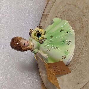 Vintage Josef Originals Emerald May Birthday Girl Figurine Green